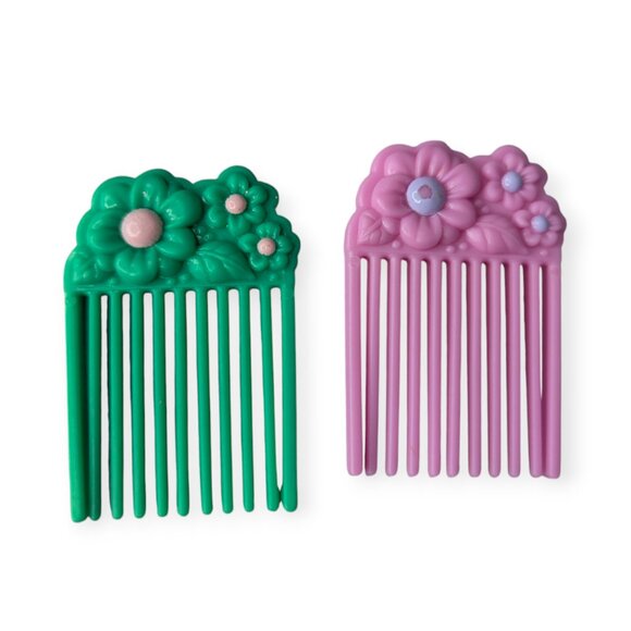 Vintage G1 My Little Pony Accessories Flutter Flower Pick Comb Brush Pink Green - Picture 1 of 4
